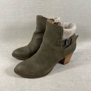 Report Charles 9.5 Olive Ankle Boots with Knit Cuff